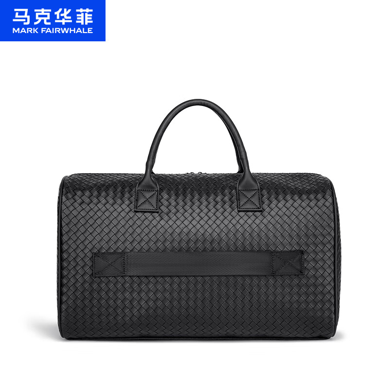 马克华菲（MARK FAIRWHALE）编织耐磨耐脏休闲手提健身包时尚简约行李包高级大容量耐用旅行包 黑色