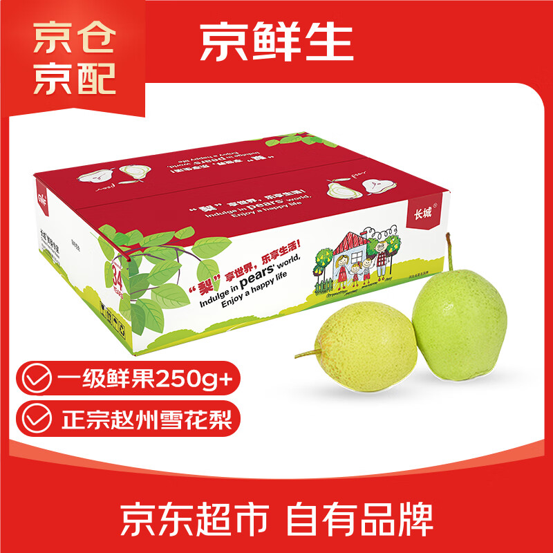 京鲜生 河北雪花梨 冰糖雪梨 净重4.5斤 单果250g+ 生鲜水果礼盒