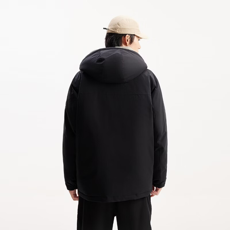 杰克·琼斯(JACK&JONES)26年防水面料男装春季款宽松百搭羽绒服工装风连帽外套226112044 E43纯黑色 XL (185)