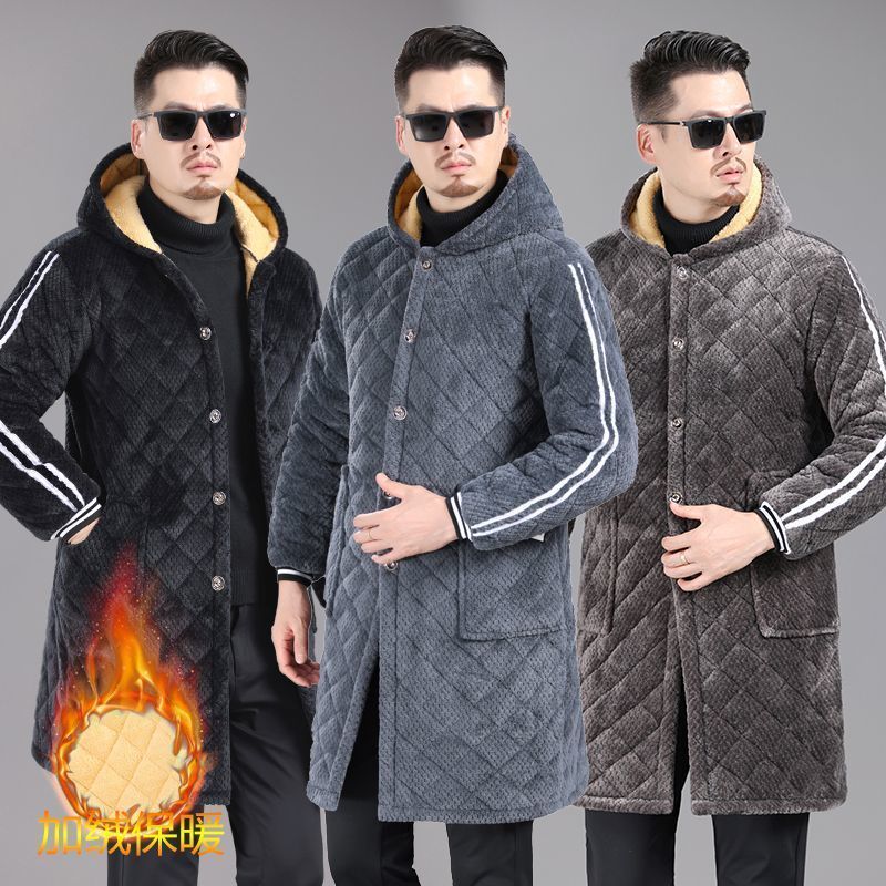 珥志四川省服 冬季新款加绒加厚男士棉衣外套保暖罩衣工作服夹棉宽松 连帽088--卡其色 5XL 建议190斤以下