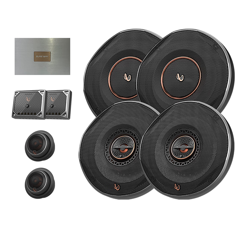 燕飛利仕（Infinity）汽車音響改裝REF搖滾DJ兩分頻同軸喇叭高音頭低音車載揚聲器套裝 致臻提升型-6/8喇叭+SWdsp調(diào)音【贈隔音】