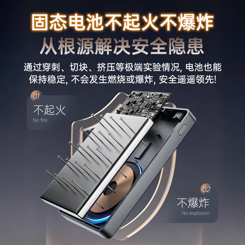 行座【固态电池充电宝】3C认证磁吸充电宝自带线苹果Magsafe无线快充超薄移动电源iPhone17外接电池 星宇橙【5000mAh固态电池+磁吸充电+自带线】