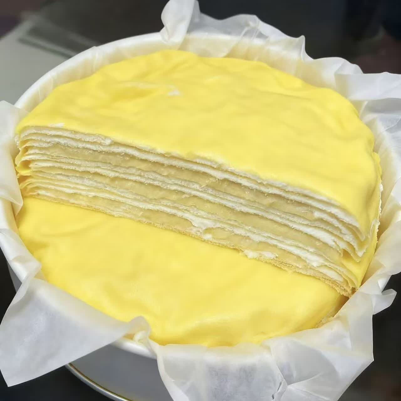 抿嘴猫榴莲千层榴莲果肉泰国金枕榴莲千层蛋糕甜品生日小蛋糕 400g/盒*3【6寸金枕榴莲千层】