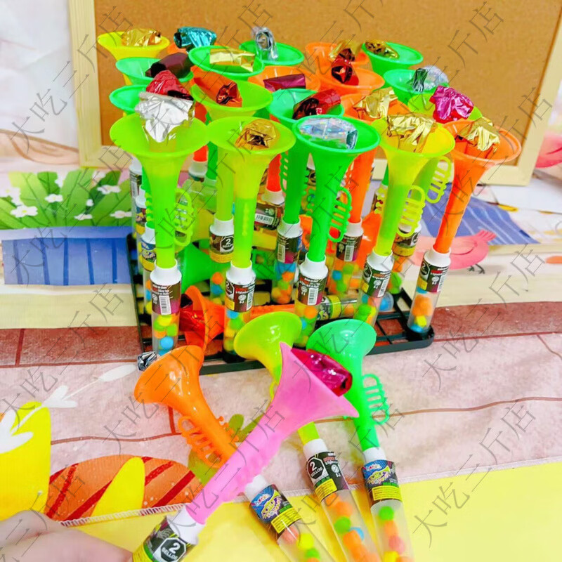 网红出口爆款儿童玩具喇叭造型吹龙儿时回忆小卖部批发幼儿园摆摊 喇叭造型吹龙颜色糖果随机30支