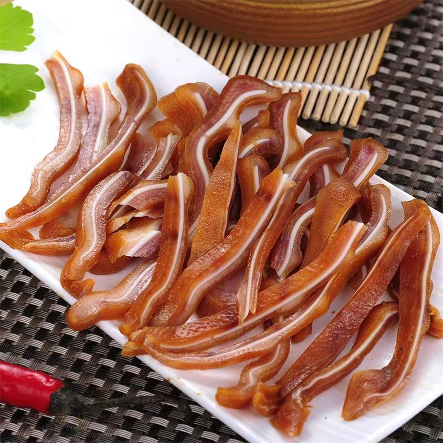 华禧顿国产现宰黄牛熟牛脸肉牛头肉熟去骨带筋牛蹄牛皮丝牛耳丝熟食 麻辣牛耳丝*4斤