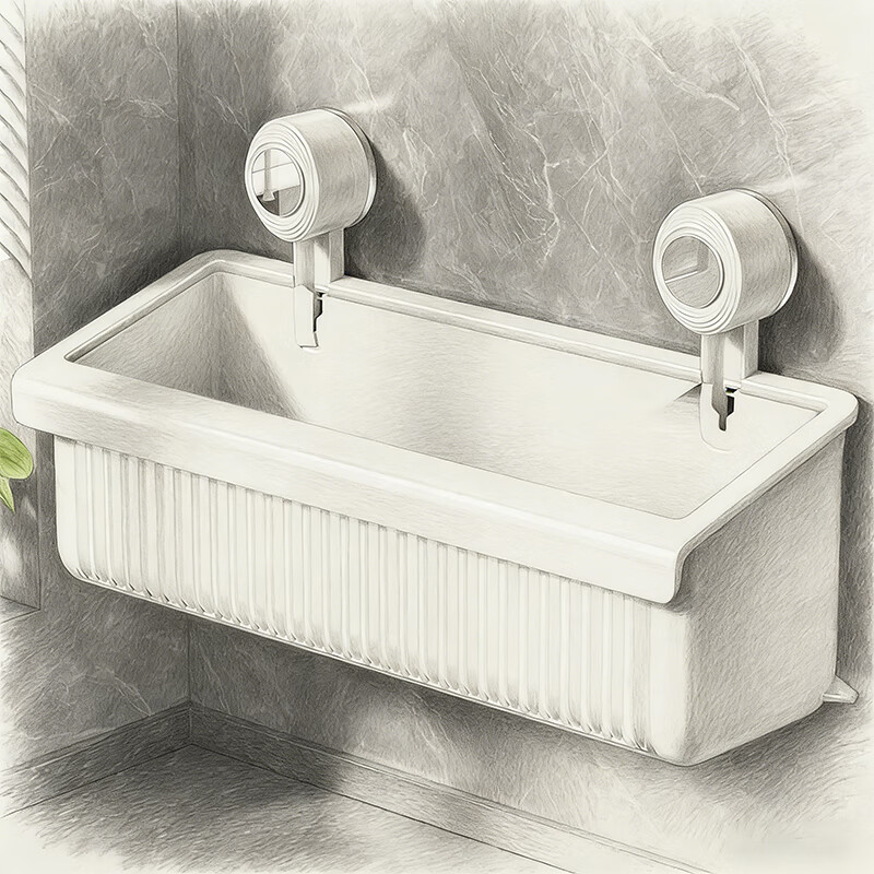 尔思家厨房葱姜蒜收纳筐吸盘置物架壁挂式调料架神器菜篮子免打孔挂篮 象牙白（1个装）