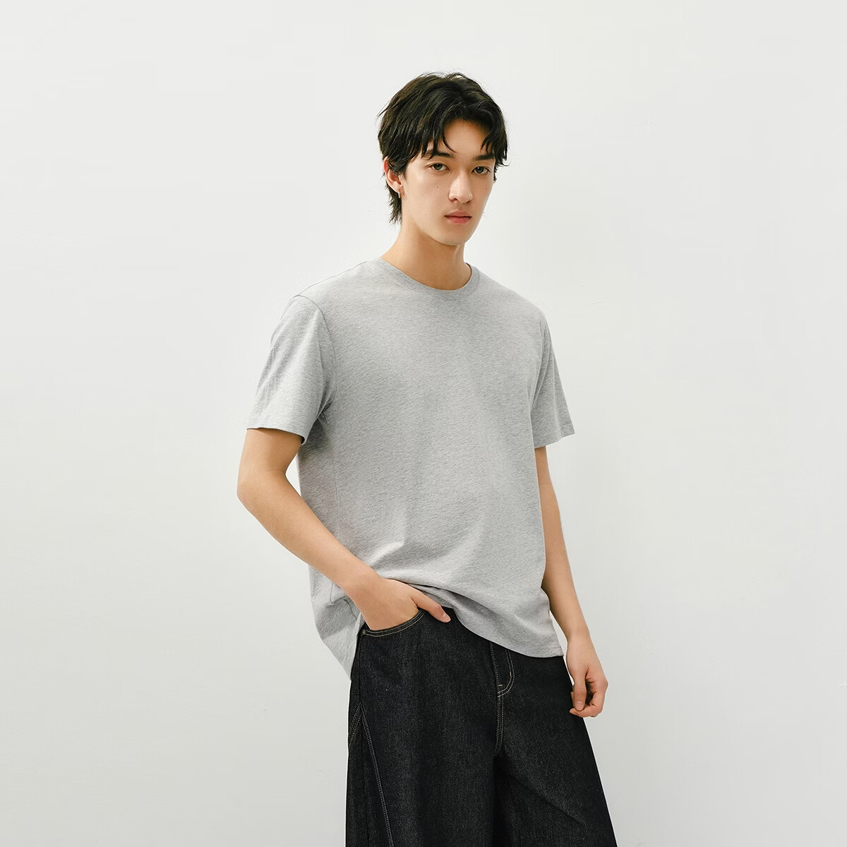 森马（Semir）【情侣款】短袖T恤男夏季新款纯色打底衫内搭上衣简约百搭纯棉t恤 【男女同款】中花灰00510 5XL