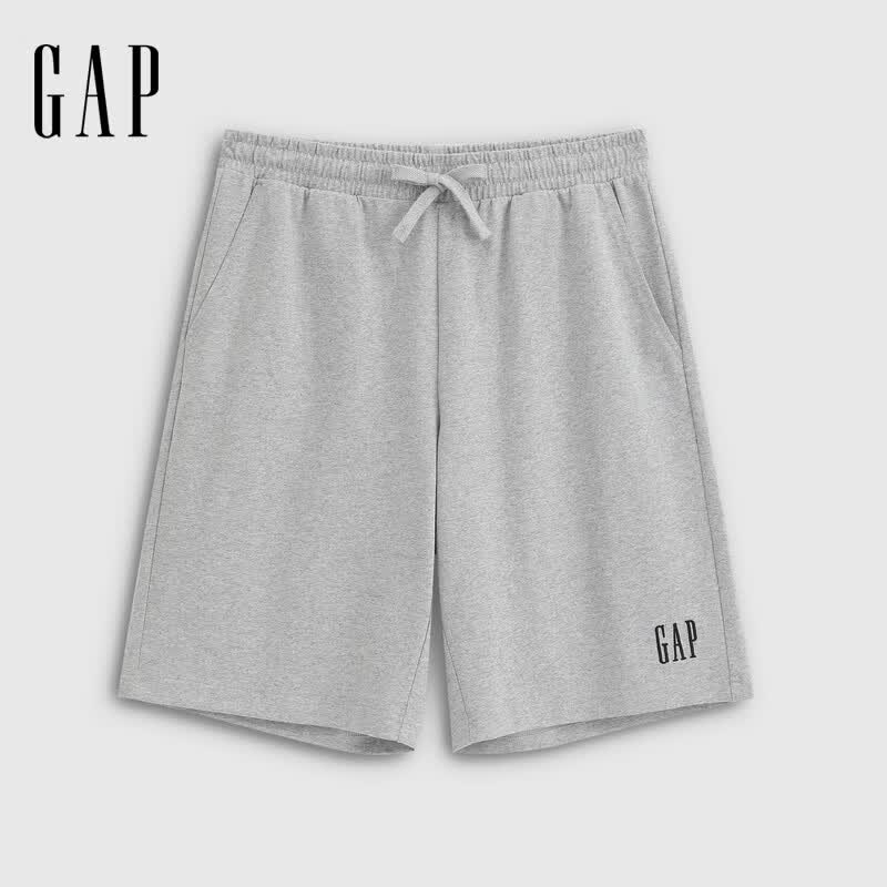 盖璞Gap男装2026春季新款logo刺绣松紧腰宽松休闲短裤运动卫裤854268 浅灰色 S (165/76A)亚洲尺码