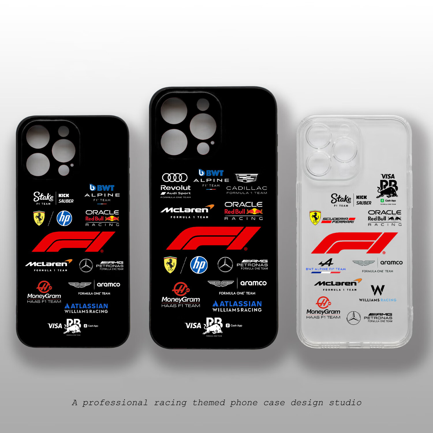 F1赛事26赛季25赛季参赛车队Logo集合拼贴周边iphonerealme华为小米oppo一加iqoo荣耀透明手机壳 26赛季 任意机型黑色 VIVO/真我机型拍这里留言备注