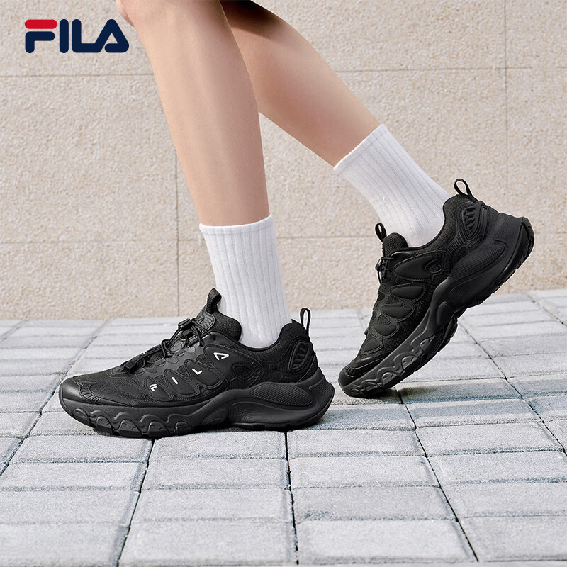 FILA 斐乐官方男鞋TRUFFLE老爹鞋2026春季新款蘑菇鞋休闲鞋运动鞋 黑-BK 42