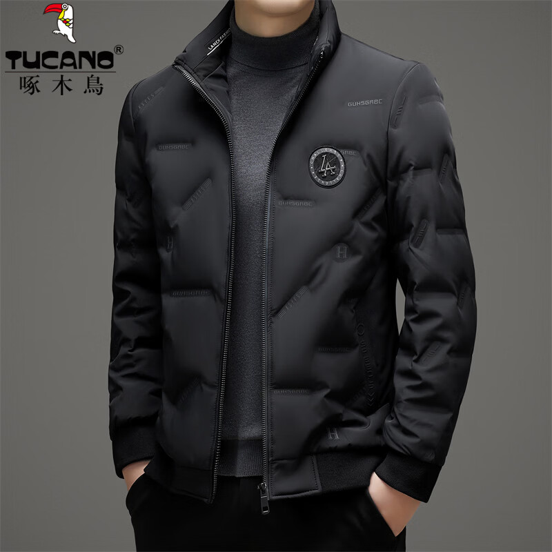 啄木鸟（TUCANO）羽绒服男短款立领90鸭绒保暖外套2026年最新款冬季御寒男士衣服 上青 M (170) 【推荐90-115斤】