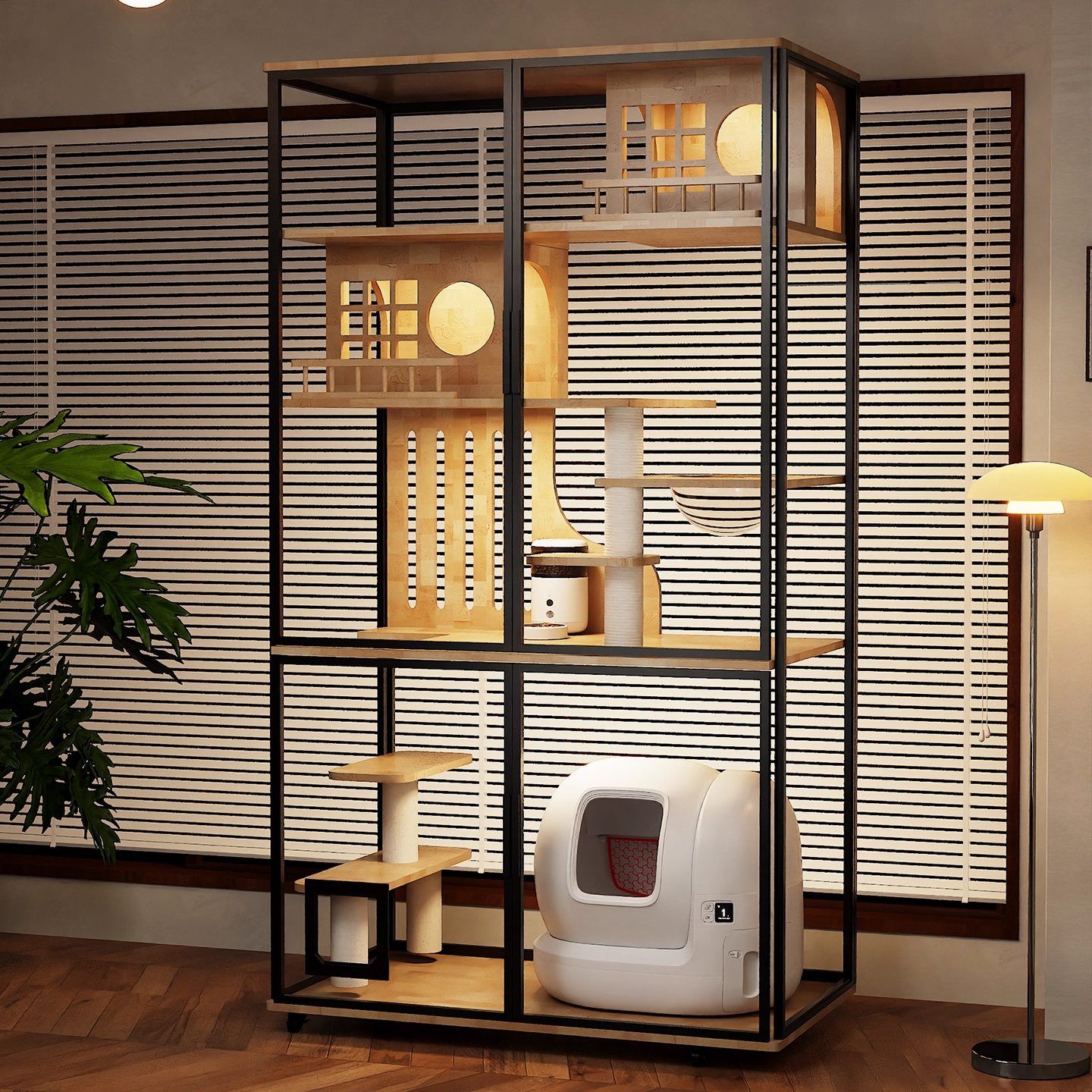 华元宠具（hoopet）【商仓】猫别墅家用室内猫笼子超大自由空间多猫可放猫砂盆猫房子