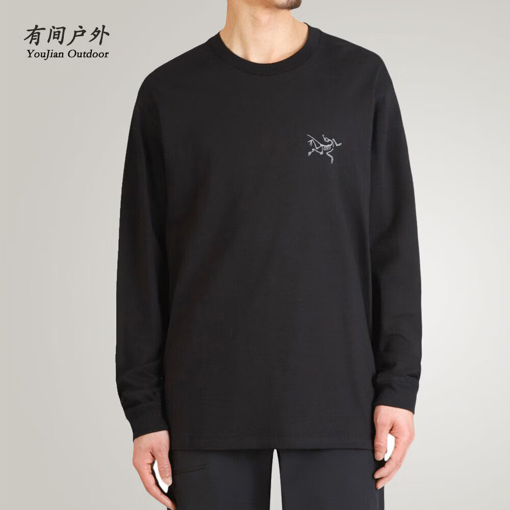 始祖鸟（ARC'TERYX）Arcteryx Kragg SL Cotton 始祖鸟透气棉质袖圆领长袖T恤男 9536 黑色/Black  S