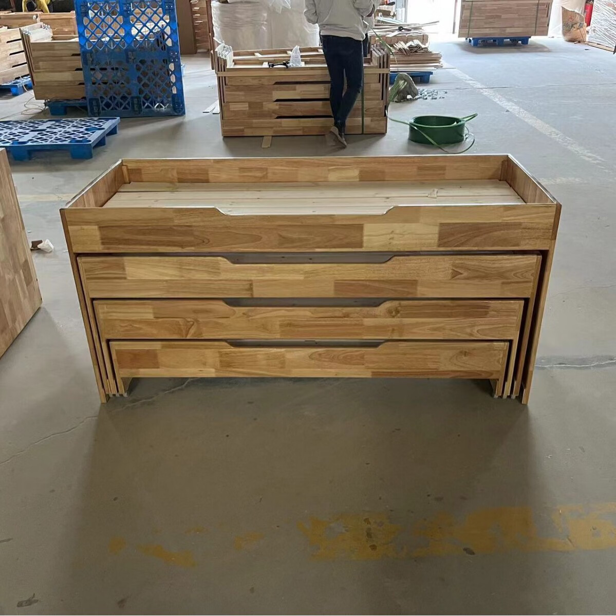 幼儿园四层推拉床午休叠叠床幼儿抽屉床儿童上下铺午托班午睡床 四层