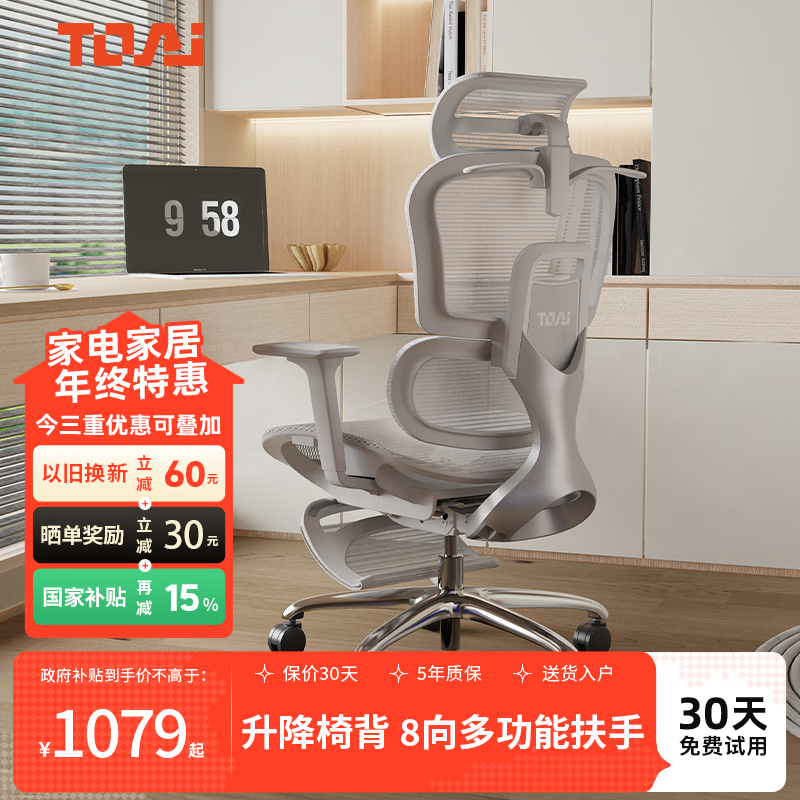 TOAI拓艾E1人体工学椅电脑椅办公座椅电竞椅人工力学座椅椅子久坐舒服