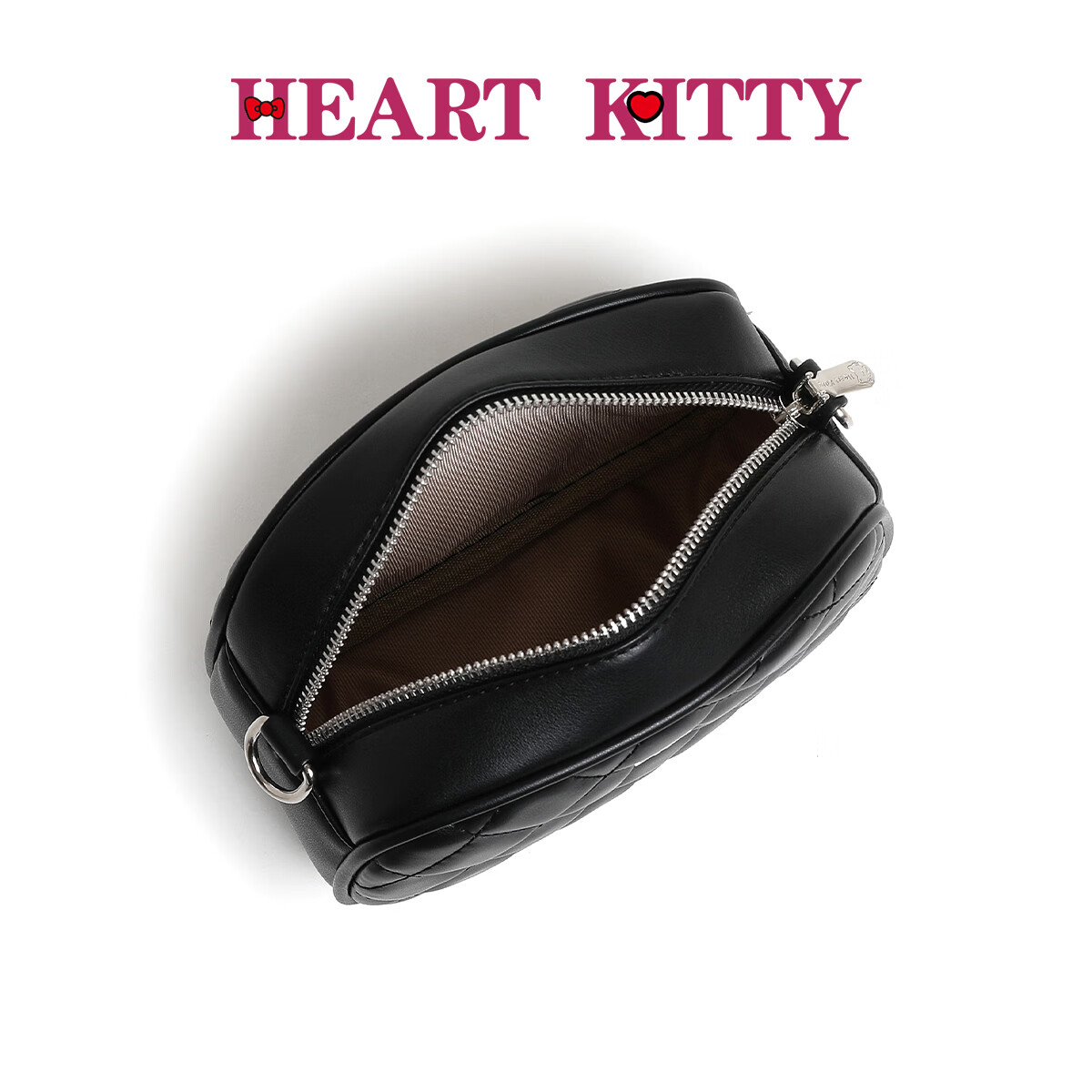 HEART KITTY包包女包新款潮时尚流行百搭菱格斜挎包女士链条单肩包生日礼物包 6690黑色