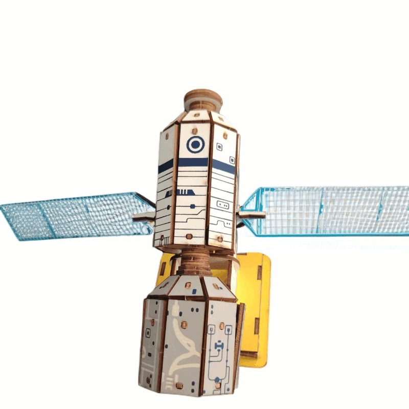 山头林村卫星模型手工航天航空北斗木质立体拼装拼图科技竞赛diy益智