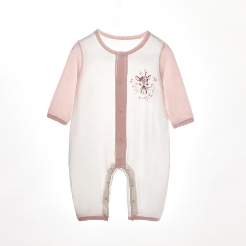 贝肽斯婴儿连体衣爬服新生幼儿衣服长袖男女宝宝睡衣空调服 亲爱的鹿 90cm