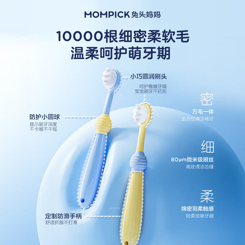 兔头妈妈 儿童牙刷 宝宝婴幼儿1-3-12岁口腔清洁万毛牙刷轻柔洁净不炸毛 【到手六支+疯狂动物城联名贴纸】万毛护理牙刷3-12岁