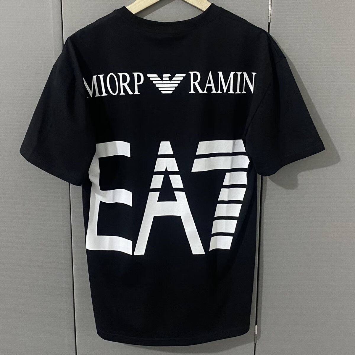 黑白造精神小伙棉短袖字母7印花恤男女上衣学生版快手网红款 ea7印花