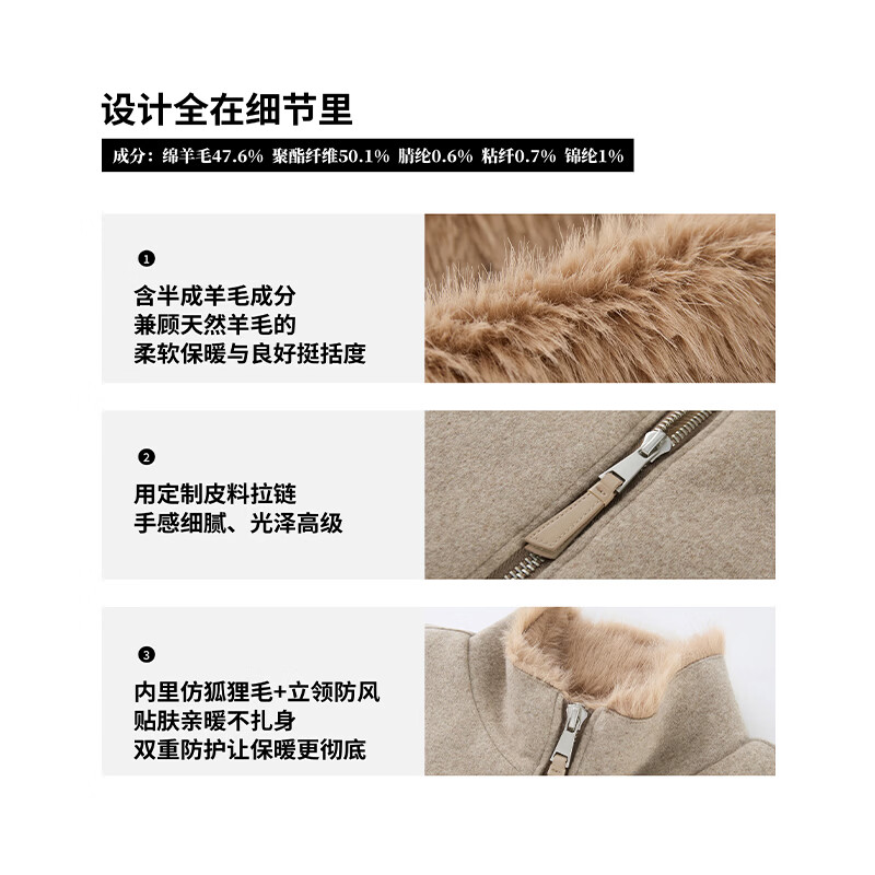 MIDASHAND2025新款座山雕棉服50羊毛仿狐狸毛双面穿内里拼毛立领夹克外套 黑色 L (身高175-180cm)