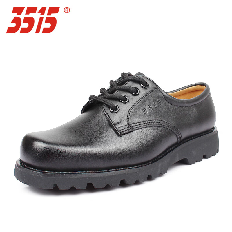 际华3515强人真皮低帮工作鞋全皮户外防滑皮鞋工装靴男单鞋 黑色 38