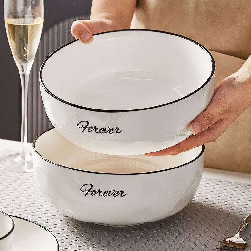 咏夏釉下彩高颜值简约碗碟套装饭碗碗盘盘子菜盘汤碗组合家用陶瓷餐具 釉下彩制瓷 4.5英寸饭碗1个装