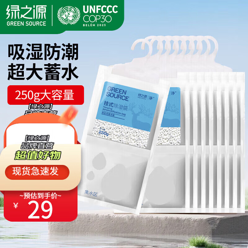 绿之源可挂式除湿袋大容量衣柜宿舍床上被子除湿剂干燥剂吸湿包 可挂式除湿袋250g10袋