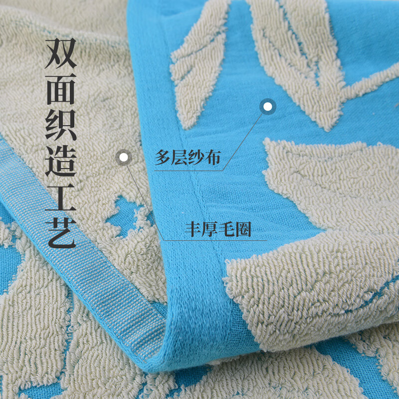 棉田纯棉洗脸家用成人不易掉毛柔软全棉吸水面巾 锦绣花开 面巾蓝色 1条