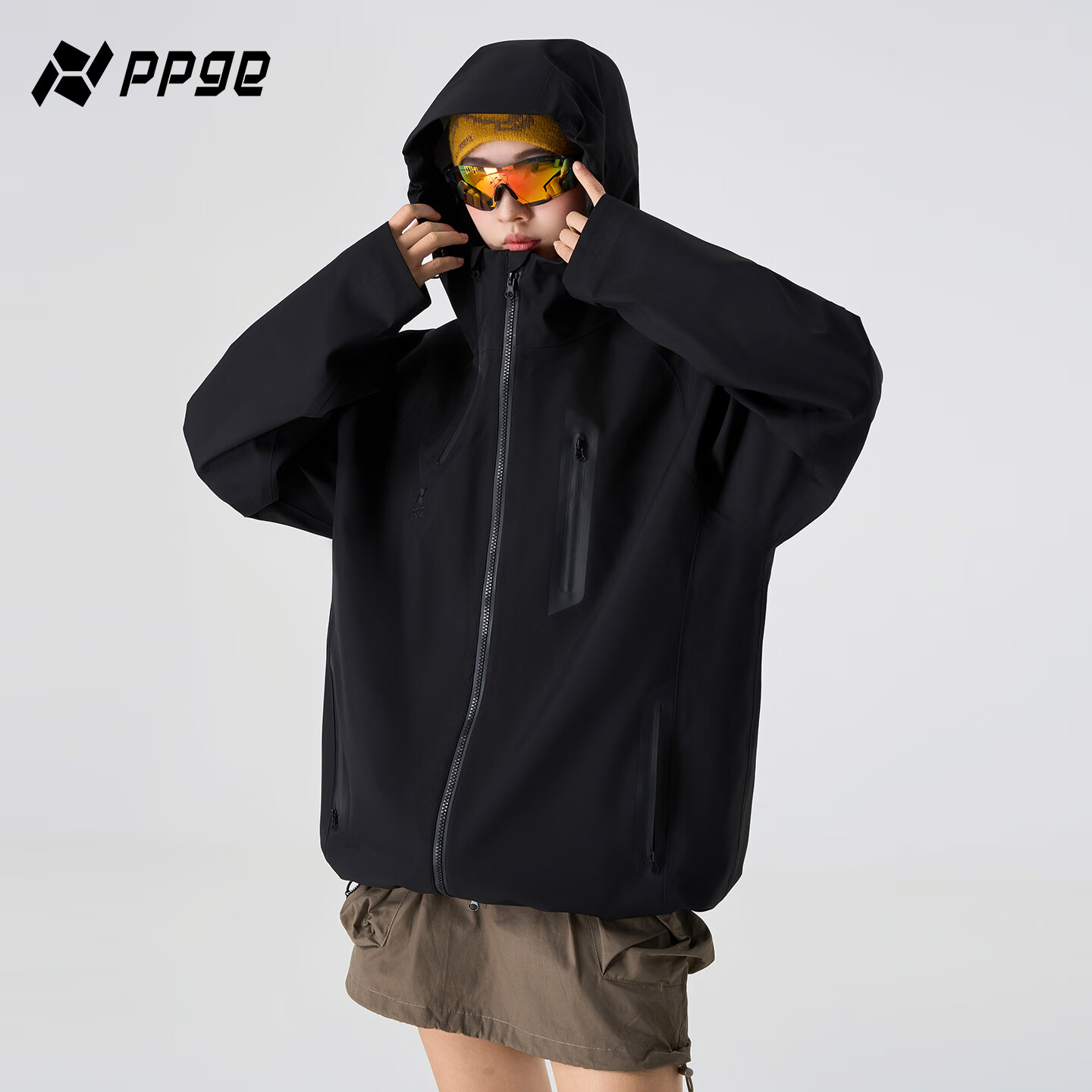 PPGE三合一冲锋夹克秋冬防风防水耐磨户外登山衣服男女同款运动外套 黑巴克三合一 S