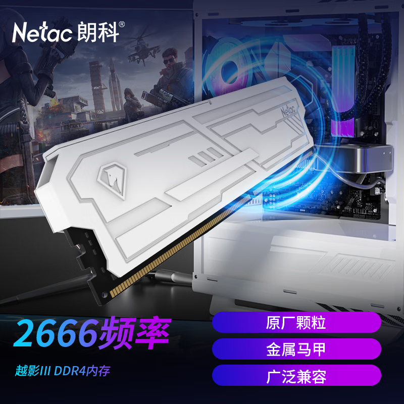 ʿƣNetac8GB DDR4 2666 ̨ʽڴ ԽӰIIIϵ 羺-ѡ(C19)ɫ