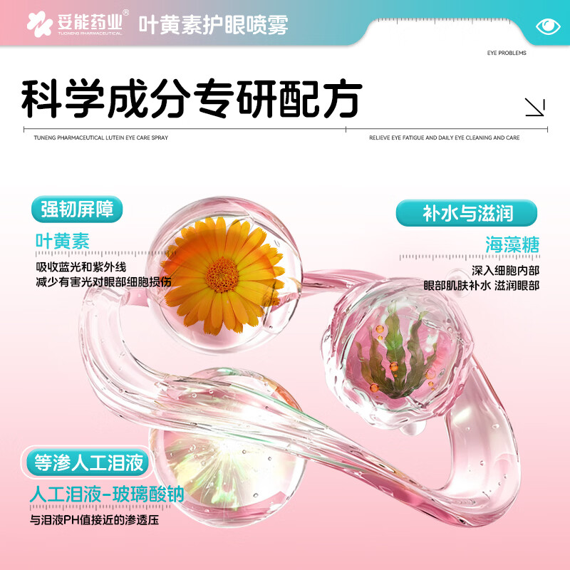 妥能药业叶黄素护眼喷雾温和型洗眼液抗菌消缓解炎眼睛干涩疲劳视力模糊 【五瓶】温和型