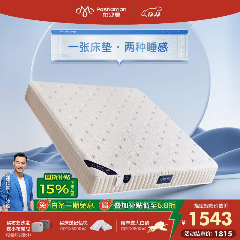 帕沙曼护脊床垫软硬两用卧室席梦思零压力记忆棉棕垫DN50859 床垫 【软硬两面 适合大部分人群】四季舒睡床垫23cm厚 1800mm*2000mm