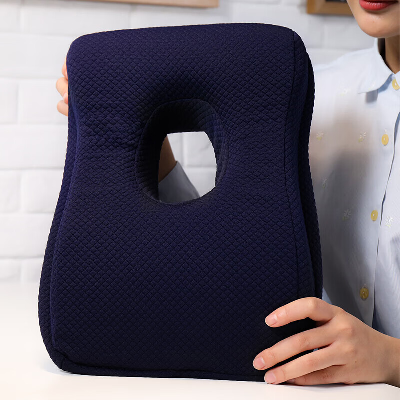 绿之源午睡枕趴睡枕多功能办公室学生午休趴枕神器睡觉趴桌子便携中空 深蓝色