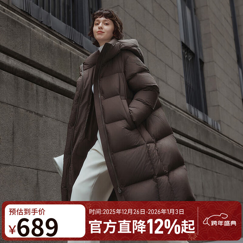 坦博尔冬季羽绒服女长款时尚百搭保暖加厚连帽面包服TBF530836Z 大象咖啡 L (170)