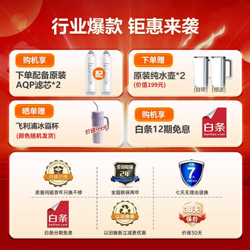 飞利浦（PHILIPS）冰块净水器家用台式即热免安装净饮机矿泉加热直饮一体机饮水机 冰境i1全自动制冰机ADD8600 【制冰块+制冷+即热】两芯装