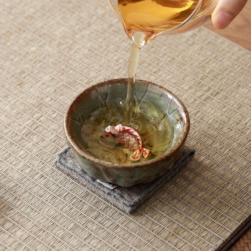 有鱼志野柴烧主人杯茶具茶杯单杯粗陶碗杯 (熊猫)志野柴烧杯(包装) 200mL以下