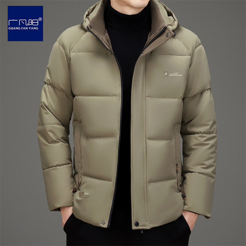 广凡阳晋江棉服男短款可拆卸连帽纯色加厚2025冬季新款中年男士高档棉袄 卡其色 5XL (建议170-195斤) 京东折扣/优惠券