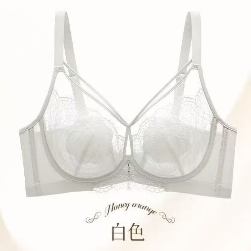 黛思侬(Daisinong)大胸显小内衣花瓣水晶杯内衣蕾丝性感下垂钢圈聚拢超薄文胸 白色 100B 44/100BC