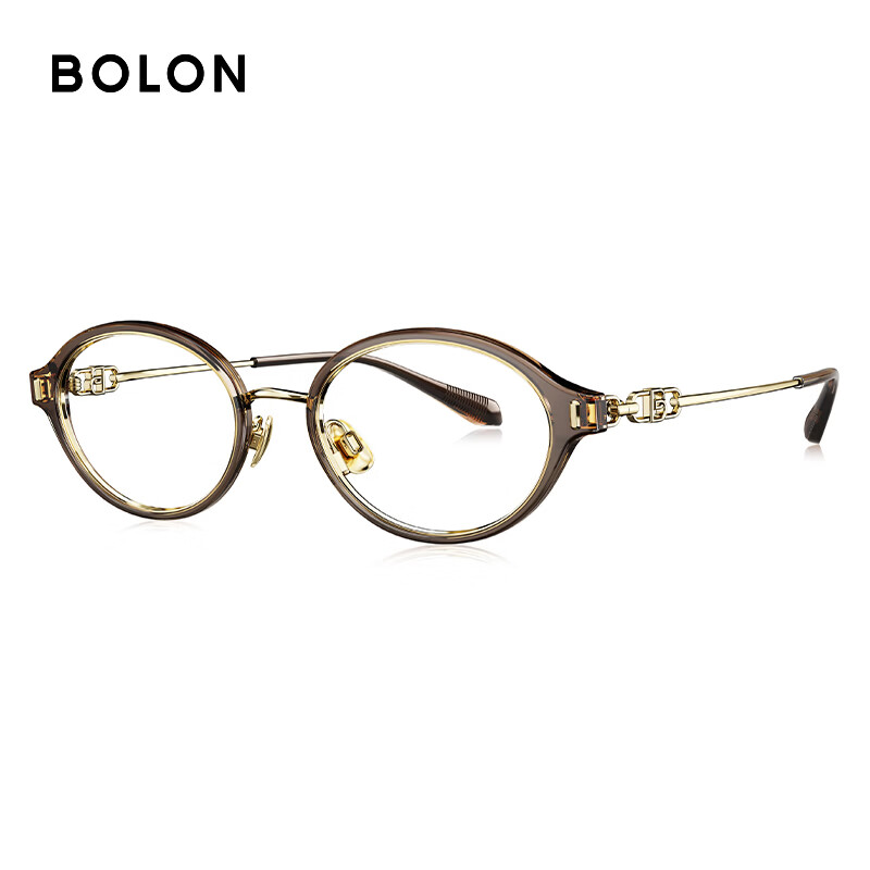 暴龙(BOLON)近视眼镜框 26年新品杨紫同款书呆子椭圆小框眼镜架 BA6073 精选 B21-麦芒金/透棕色 【单框无忧试戴】此项仅单框-如需镜片可自行选配