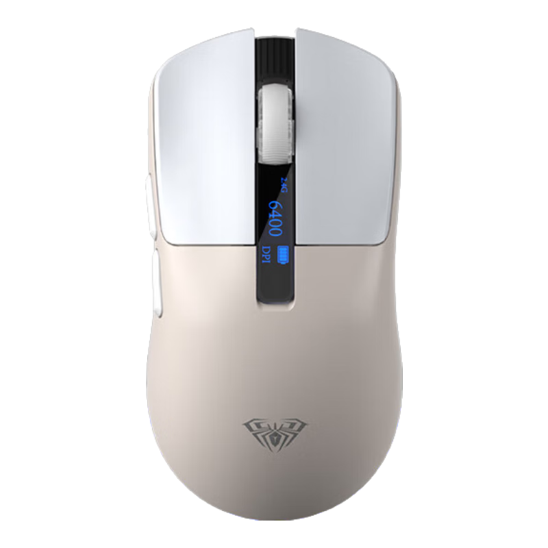 狼蛛（AULA）SC590/SC525无线鼠标电竞游戏办公蓝牙鼠标有线/2.4G/蓝牙三模便携可充电人体工学轻量化设计外设 SC590Pro【卡其色】智能显示屏