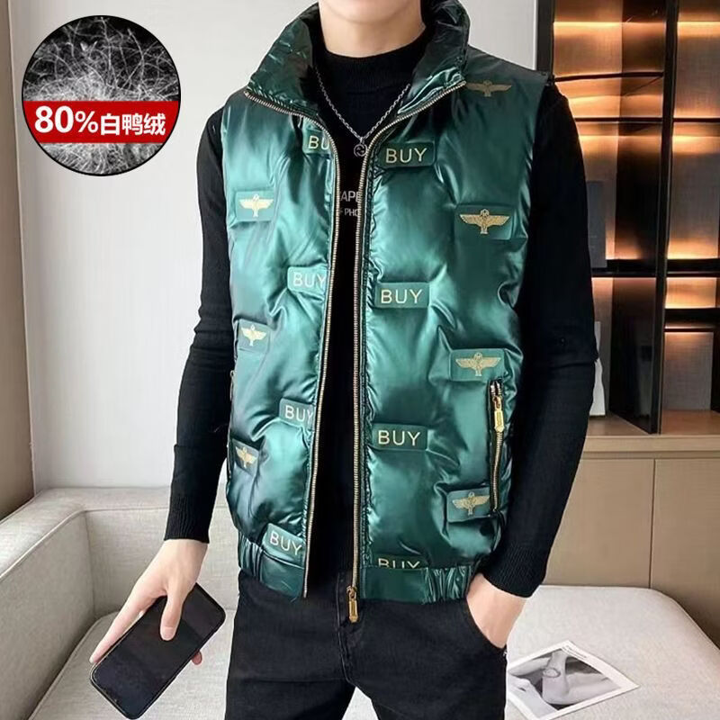 波司登冰洁男士立领马甲白鸭绒2022秋冬季款时尚羽绒保暖背心男装 823灰色【白鸭绒】 M 建议80-105斤