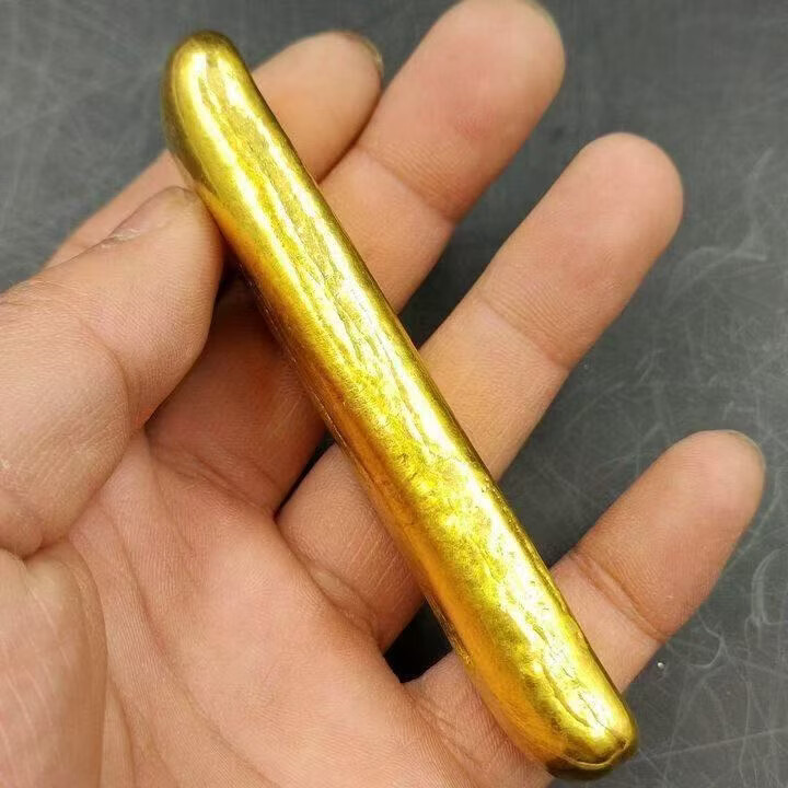 仿金金条北欧金火烧不变色融化不变色二次塑型100克左右一根沙金 三根