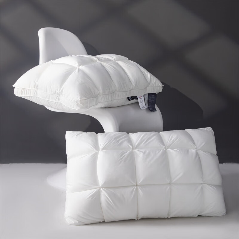 元族2025新款星级方格酒店羽丝绒枕枕头枕芯 白色/只 74cm 48*