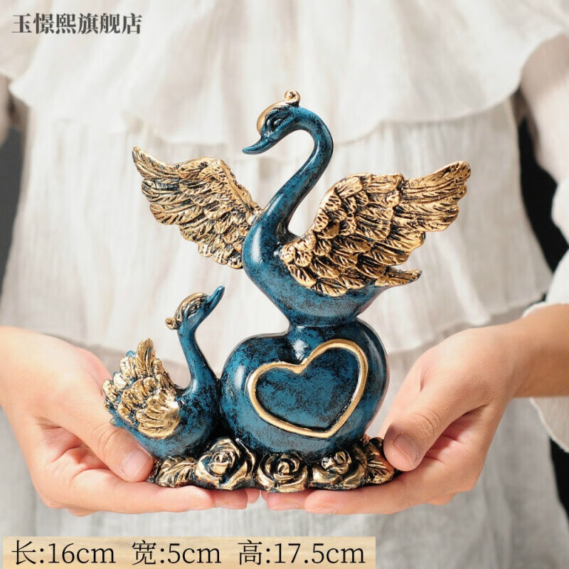 品陶瓷花瓶酒柜客厅结婚生日礼物工艺品房间室内创意 心心相印(蓝)