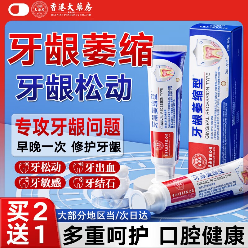 香港大药房有限公司牙龈I萎缩可搭牙膏牙周I炎牙痛牙龈出I血松动敏感非凡固齿专用