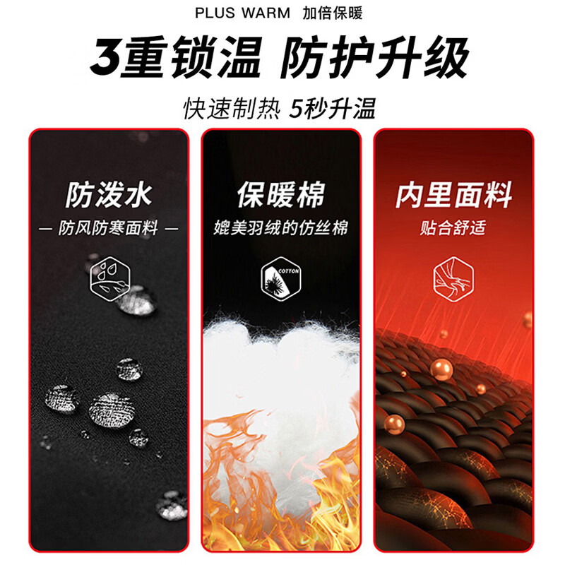 JEEP SPIRIT吉普冲锋棉服情侣同款户外加厚宽松保暖羽绒棉衣外套 黑色【夹棉加厚】 XL