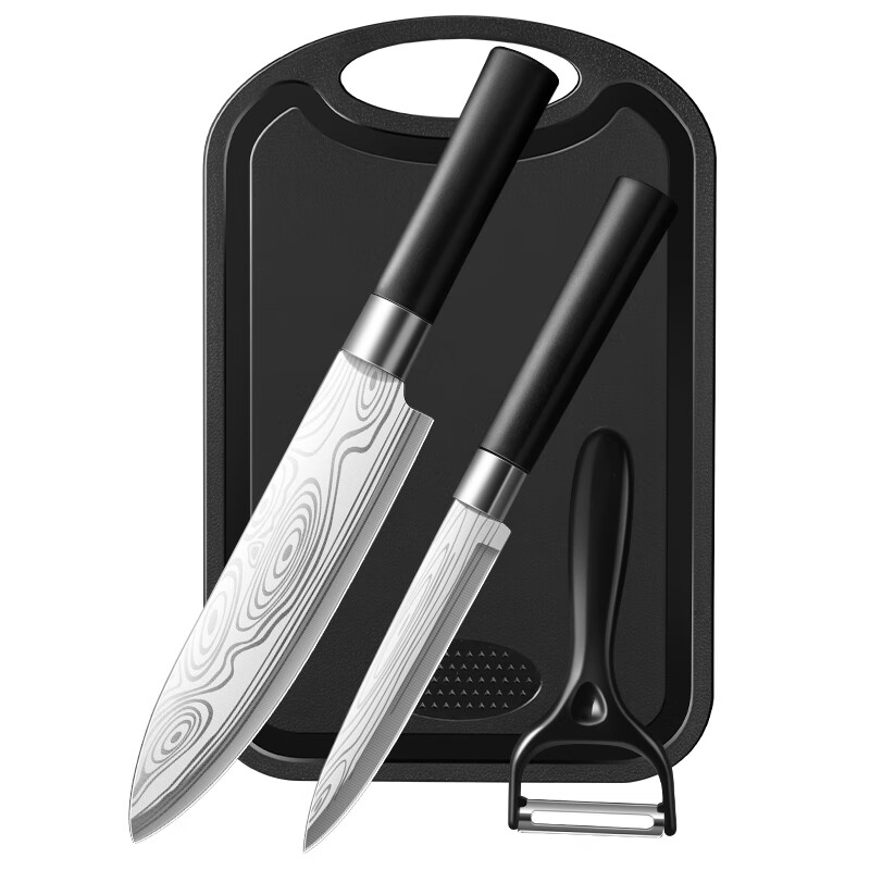 匠小品家用水果刀不锈钢多用刀削皮刀厨房菜刀切肉刀厨师刀商用切瓜果刀 花纹钢瓜果刀+瓜刨【送刀套】