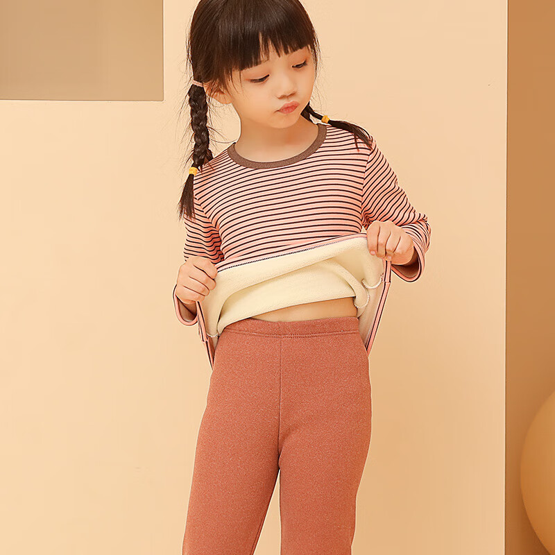 云的超品儿童保暖内衣套装保暖裤男女同款秋冬季加绒加厚打底棉裤秋裤冬 白咔 3XS (100) 【荐22-30斤】