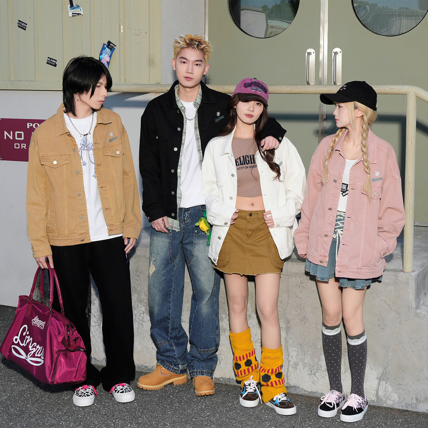 极路客新款秋冬美式复古多巴胺男女款情侣 牛仔外套工装 休闲夹克 月白 XL